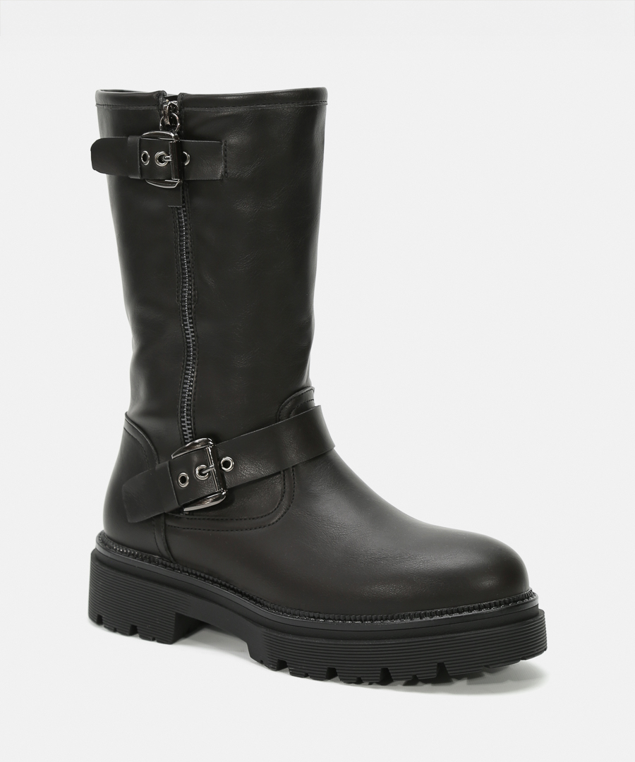 Botas biker negras media caña